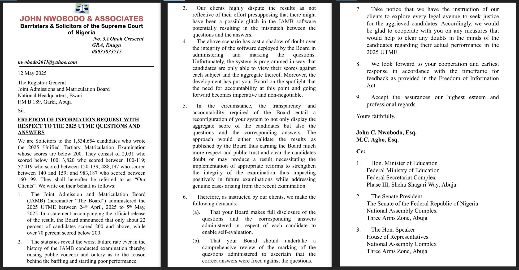 UTME 2025 Result Petition 4